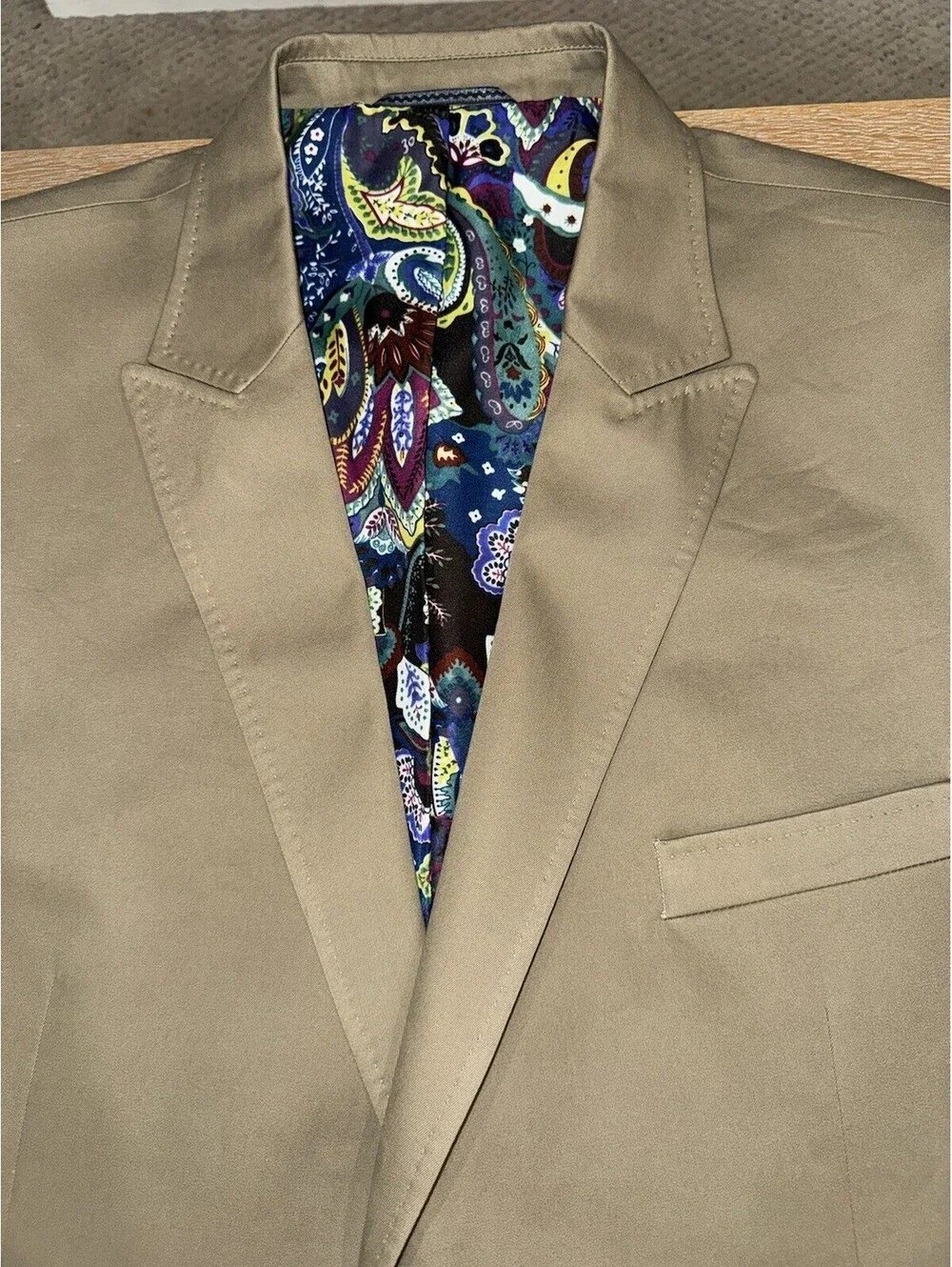 Robert Graham Blazer Sportcoat Men's Tan Beige Workwear Paisley Lining Sz 50